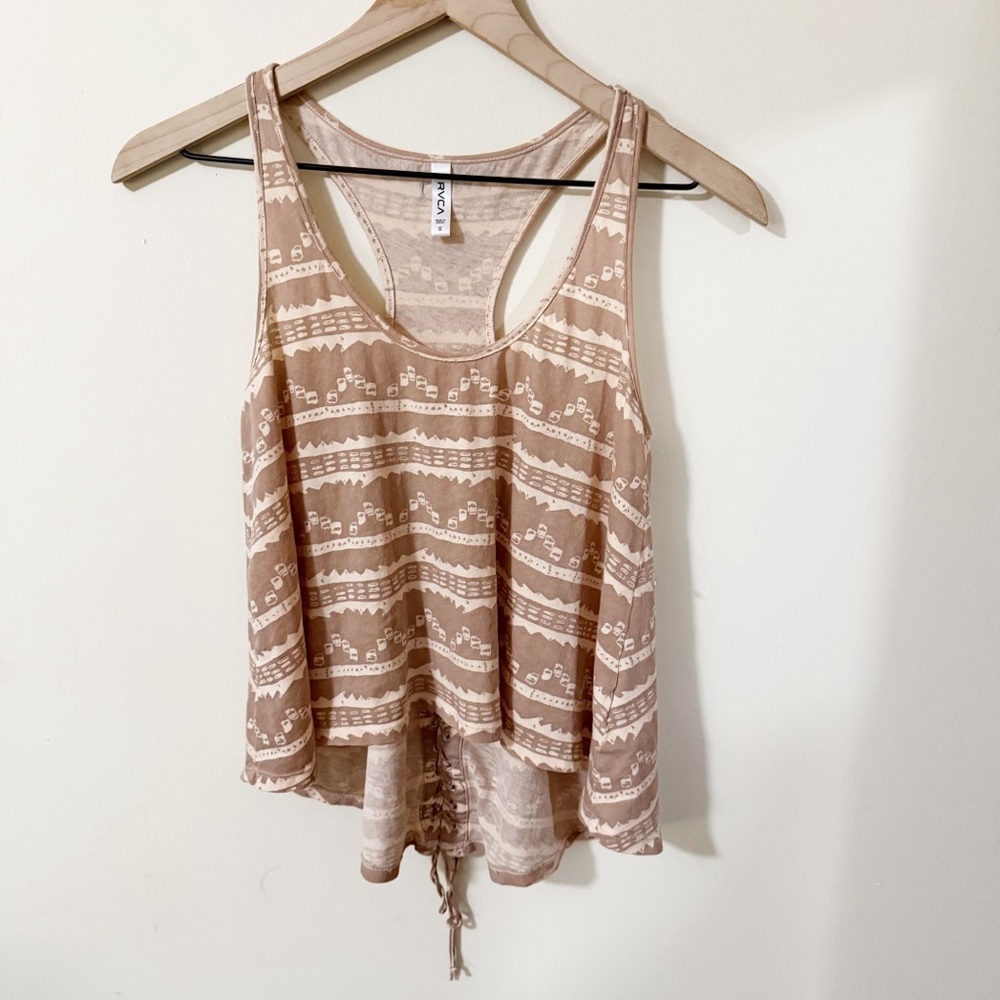 RVCA Womens Tank Tribal Size Small Tie Back Summer Beach Spring